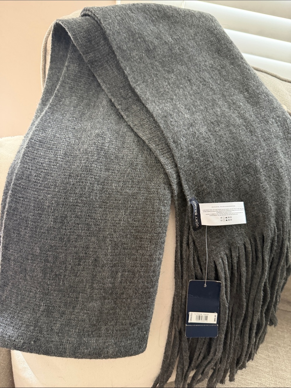Classic Gray Cashmere Blend Scarf - Lucky Brand.